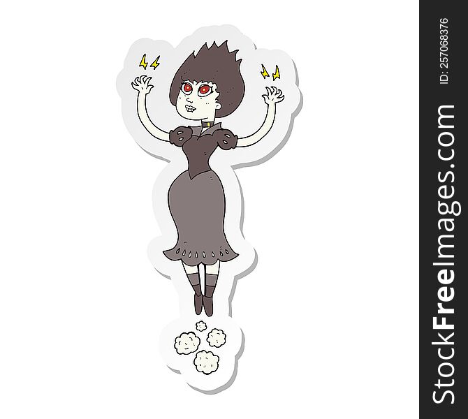 Sticker Of A Cartoon Vampire Girl Flying