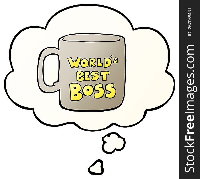 worlds best boss mug with thought bubble in smooth gradient style