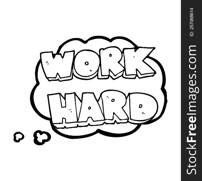 freehand drawn thought bubble cartoon work hard symbol