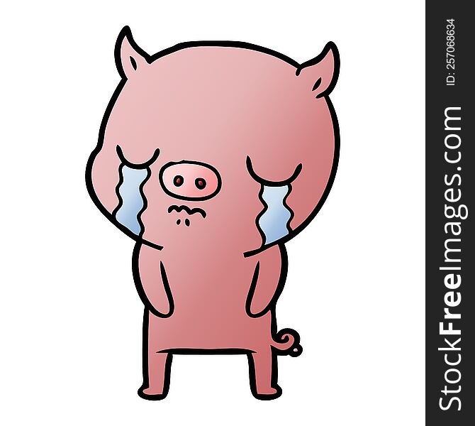 cartoon pig crying. cartoon pig crying