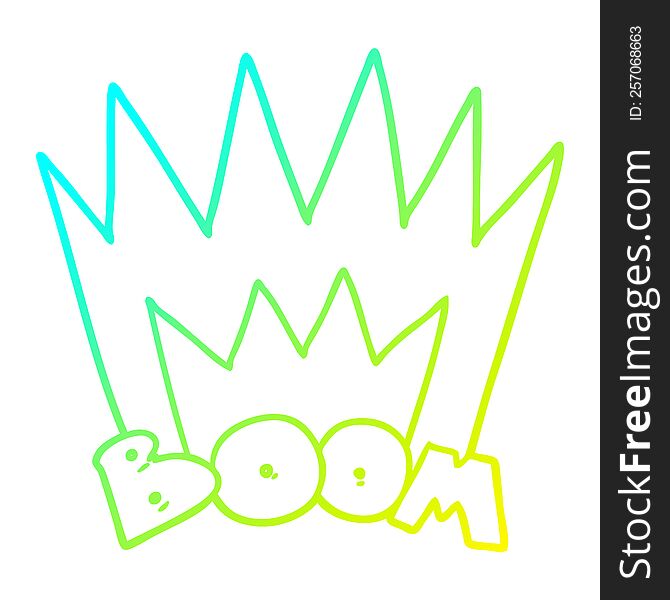 cold gradient line drawing of a cartoon boom sign