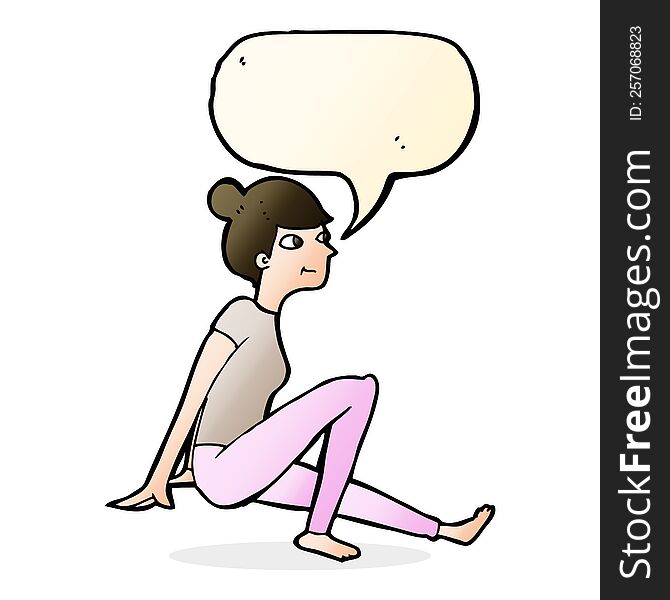 Cartoon Woman Sitting With Speech Bubble