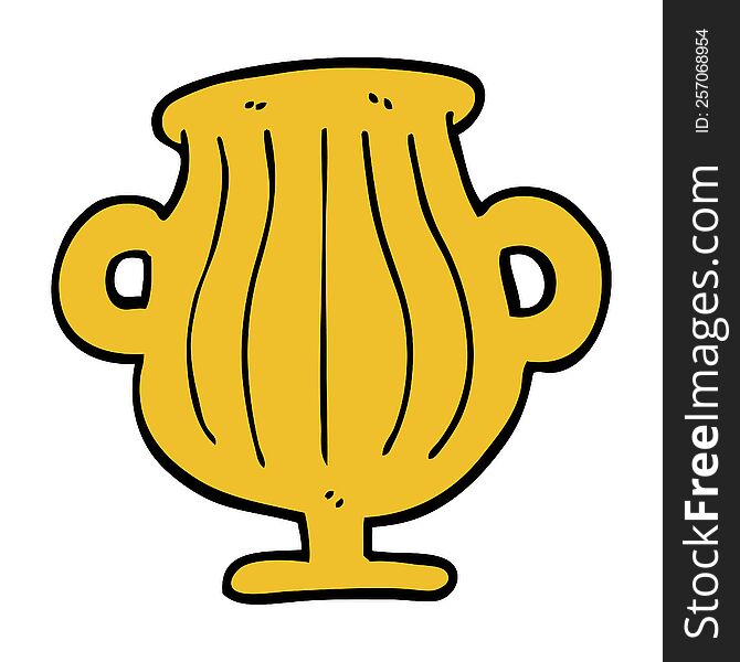 hand drawn doodle style cartoon of a golden vase