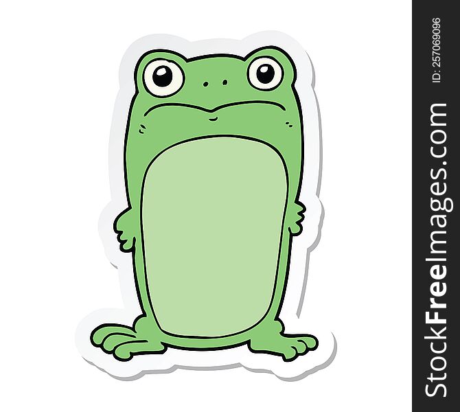 sticker of a cartoon staring frog