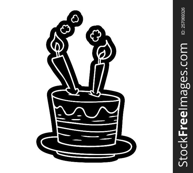 Cartoon Icon Drawing Of A Birthday Cake