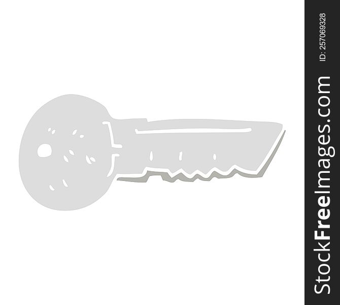 flat color illustration of door key. flat color illustration of door key