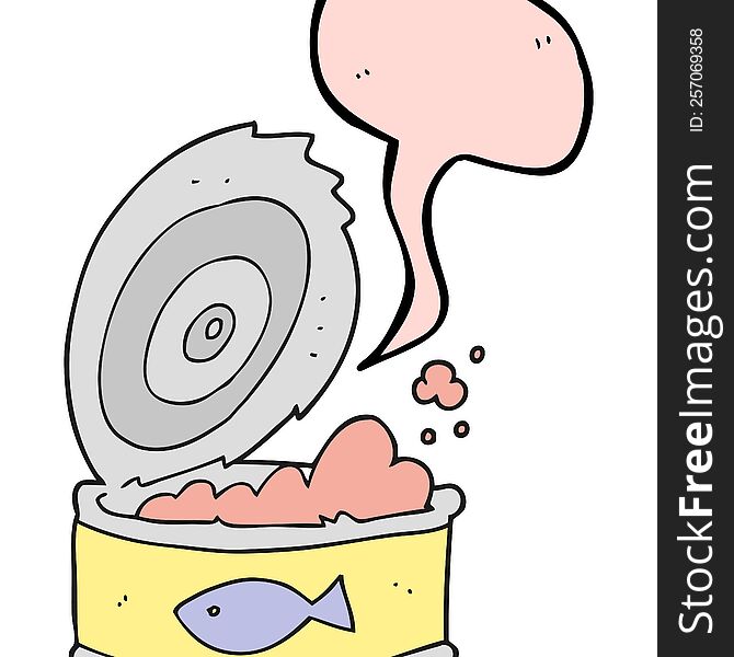freehand drawn speech bubble cartoon can of tuna