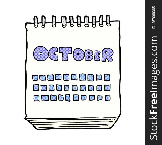 Cartoon Calendar Showing Month Of October