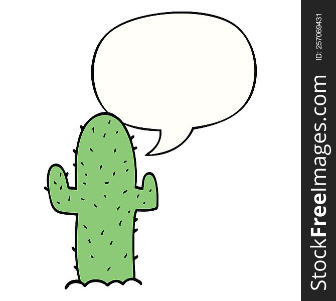 cartoon cactus with speech bubble. cartoon cactus with speech bubble