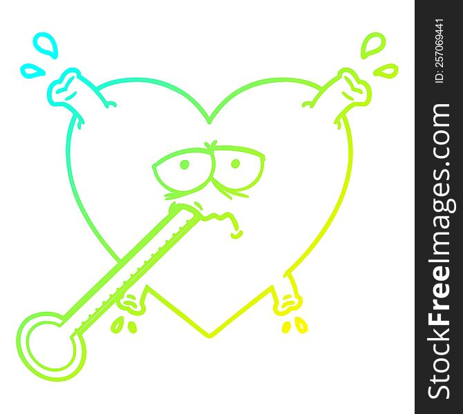 cold gradient line drawing cartoon unhealthy heart