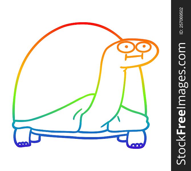 rainbow gradient line drawing of a cartoon tortoise