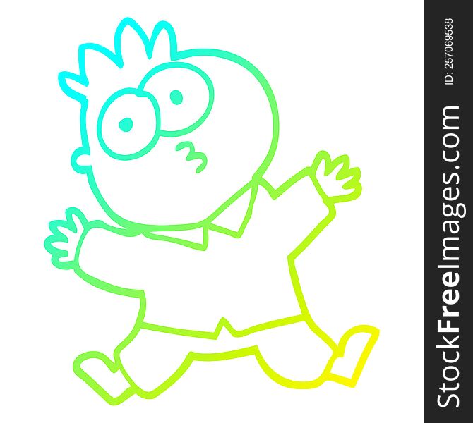 cold gradient line drawing of a cartoon funny office man