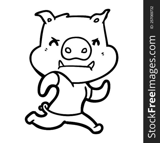angry cartoon pig running. angry cartoon pig running