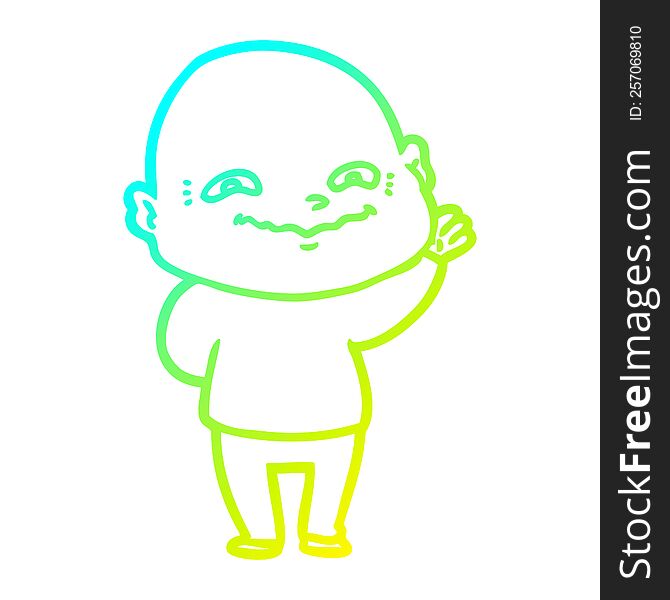 Cold Gradient Line Drawing Cartoon Creepy Guy