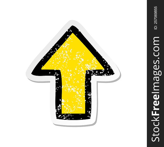distressed sticker of a cute cartoon directional arrow