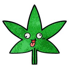 Retro Grunge Texture Cartoon Marijuana Leaf Stock Photos