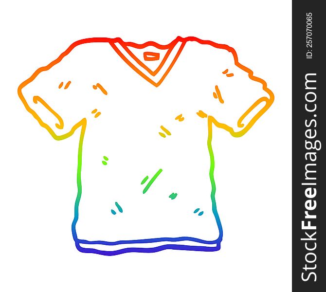 Rainbow Gradient Line Drawing Cartoon Tee Shirt