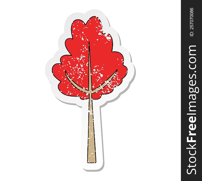 distressed sticker of a quirky hand drawn cartoon tree in fall