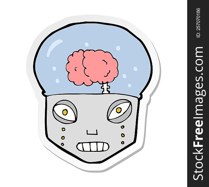 sticker of a cartoon spooky robot head