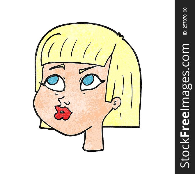 freehand textured cartoon female face