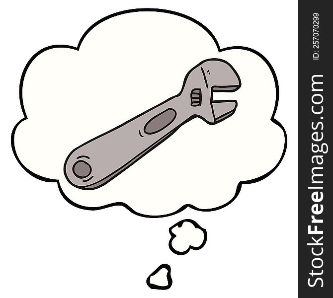 cartoon spanner with thought bubble. cartoon spanner with thought bubble