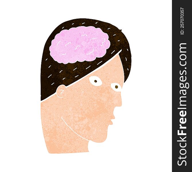 Cartoon Head With Brain Symbol