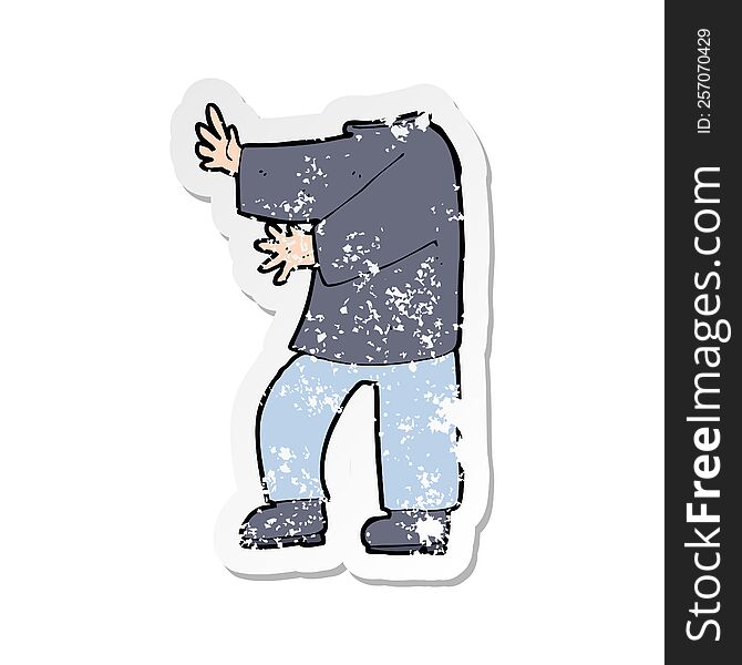 Retro Distressed Sticker Of A Cartoon Male Body