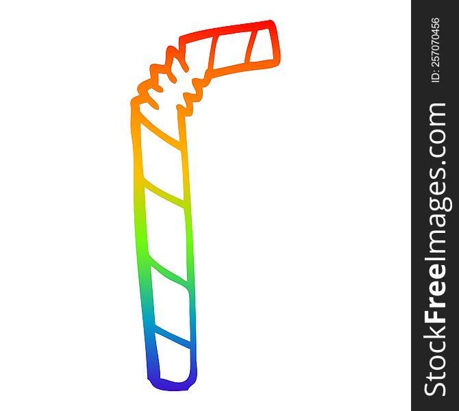 Rainbow Gradient Line Drawing Cartoon Striped Straw