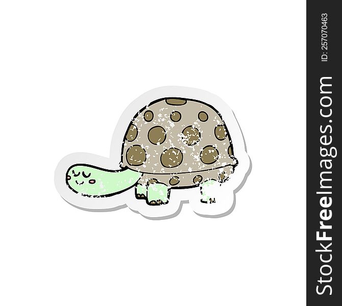 retro distressed sticker of a cartoon tortoise
