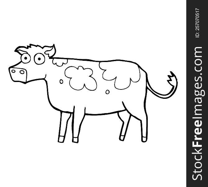 black and white cartoon cow