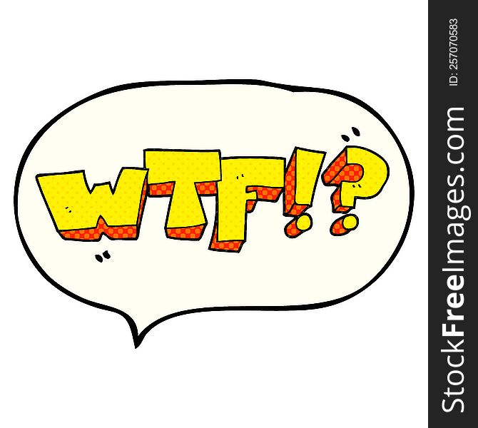 freehand drawn comic book speech bubble cartoon WTF symbol