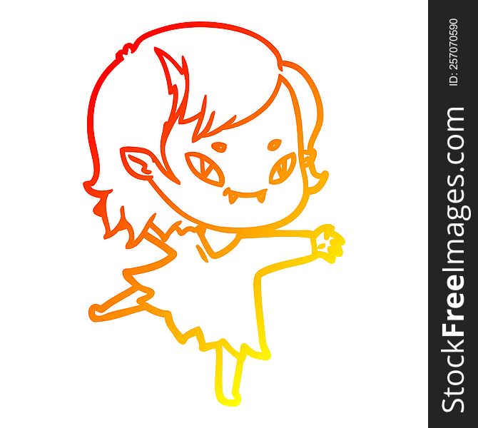 warm gradient line drawing cartoon friendly vampire girl