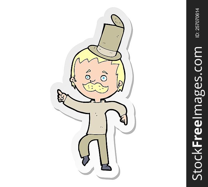 Sticker Of A Cartoon Man In Broken Old Hat