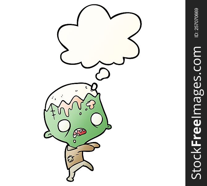 Cartoon Zombie And Thought Bubble In Smooth Gradient Style