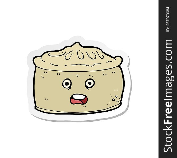 sticker of a cartoon pie with face
