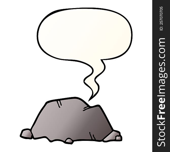 Cartoon Rock And Speech Bubble In Smooth Gradient Style