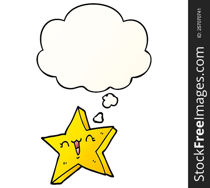 Cute Cartoon Star And Thought Bubble In Smooth Gradient Style