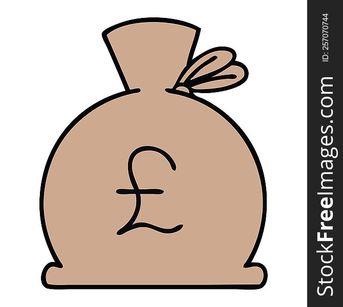 cute cartoon of a bag of money. cute cartoon of a bag of money