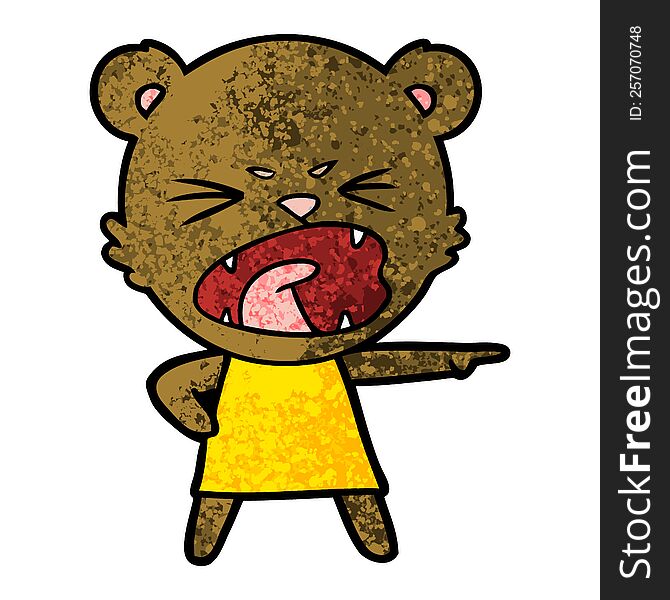 angry cartoon bear in dress shouting. angry cartoon bear in dress shouting
