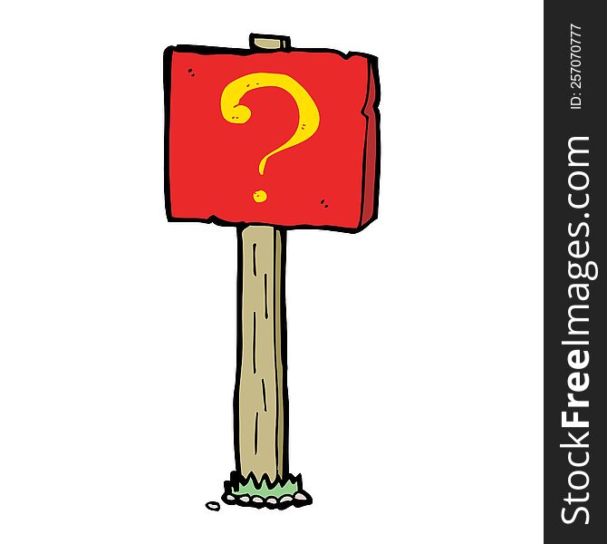 cartoon question mark sign post