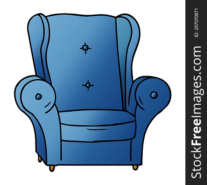 hand drawn gradient cartoon doodle of an old armchair