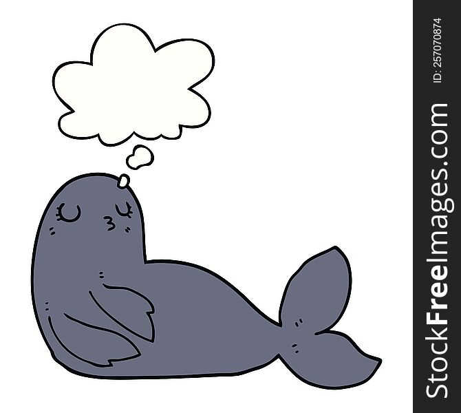 cartoon seal with thought bubble. cartoon seal with thought bubble