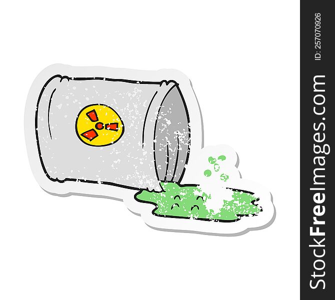 retro distressed sticker of a cartoon nuclear waste