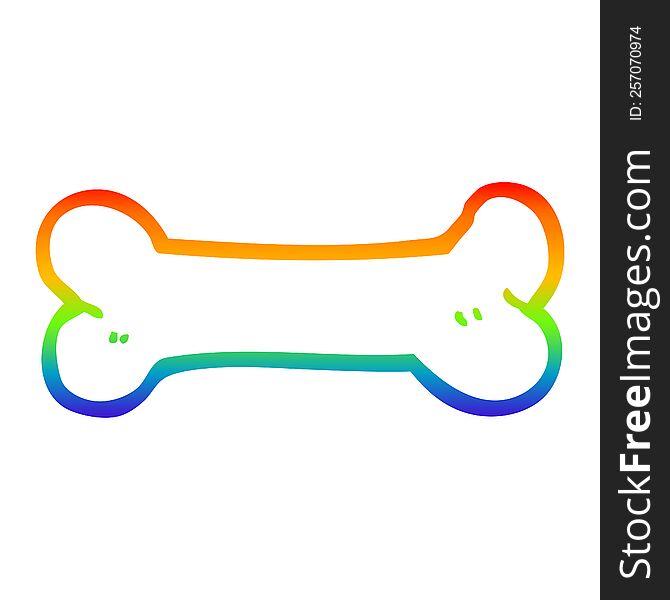 Rainbow Gradient Line Drawing Cartoon Bone