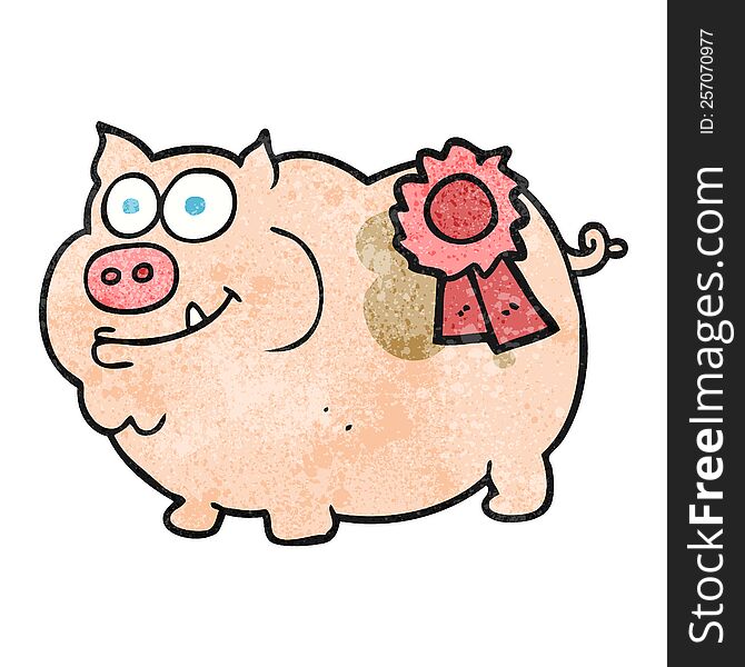 freehand textured cartoon prize winning pig