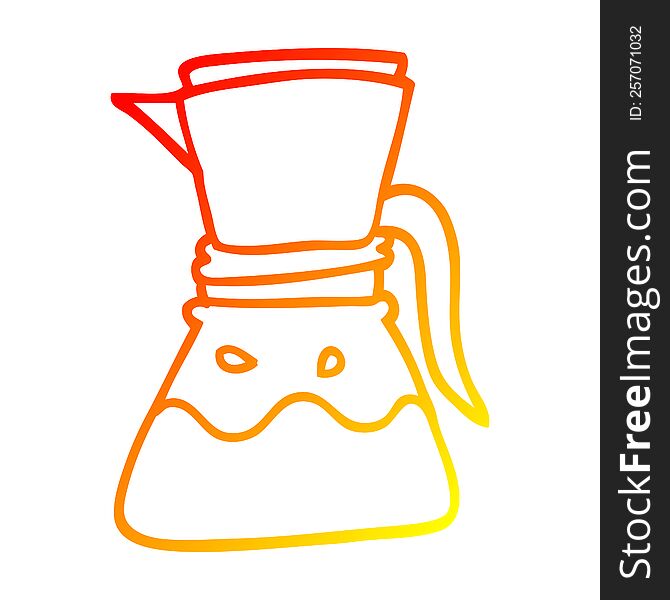warm gradient line drawing of a cartoon filter coffee maker