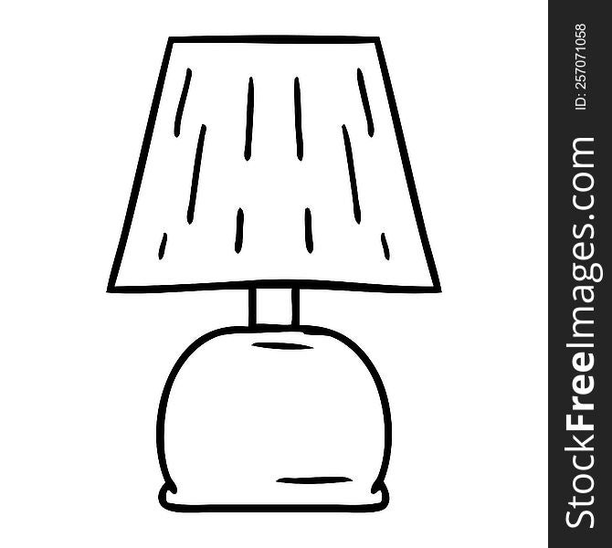 Line Drawing Doodle Of A Bed Side Lamp