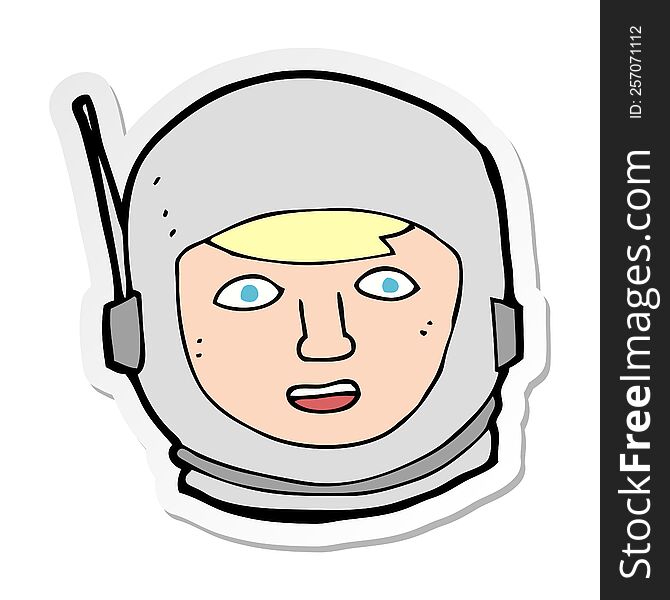 Sticker Of A Cartoon Astronaut Head