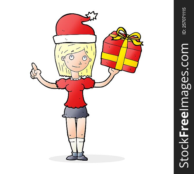 cartoon woman with christmas gifts. cartoon woman with christmas gifts