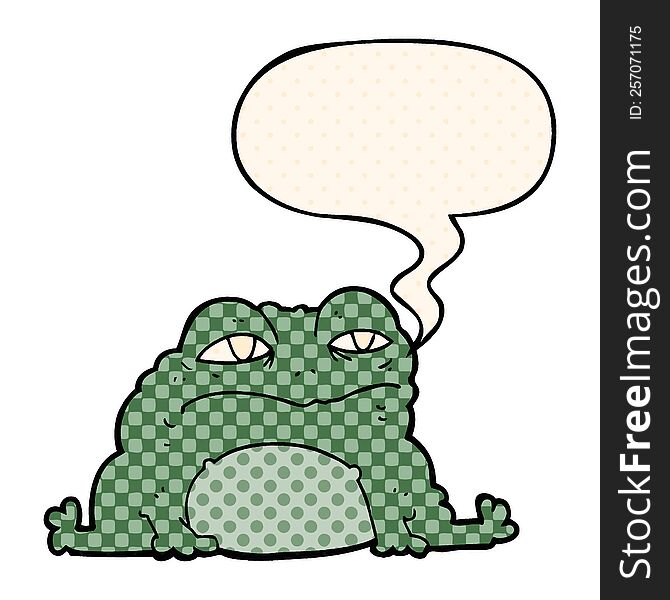 Cartoon Toad And Speech Bubble In Comic Book Style